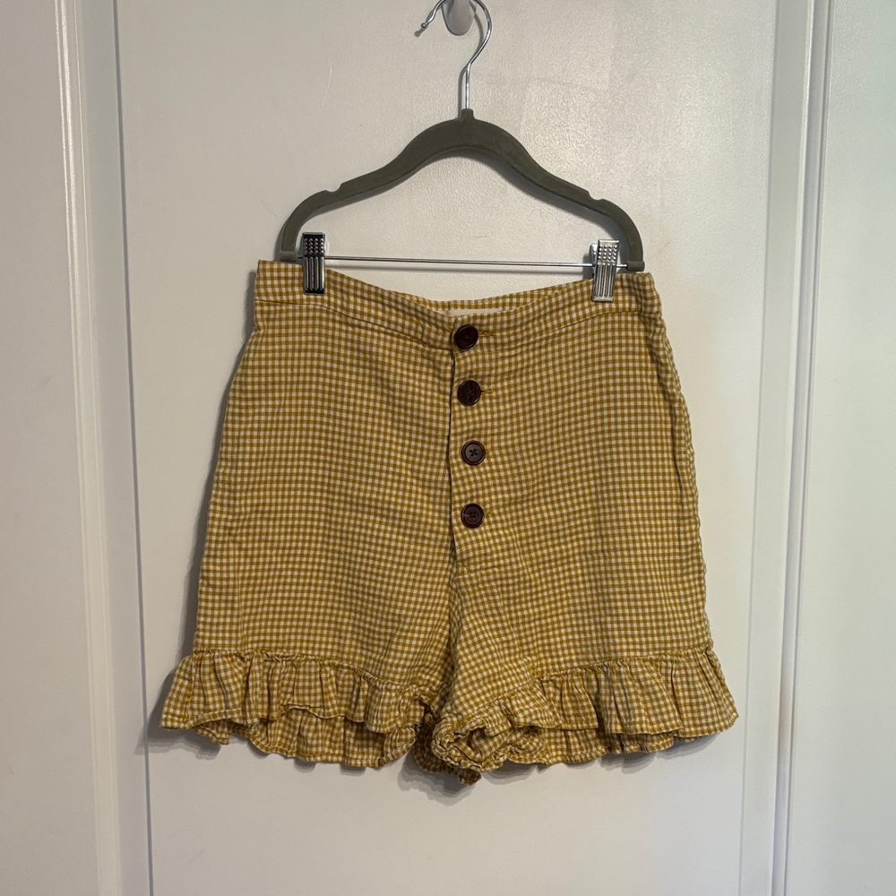 CAPULET Preppy Schoolgirl High Waist yellow Gingham Shorts
